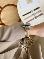 Leather Slim Watchband For Apple Watch Band 41MM 45MM 40mm 44mm 38mm 42mm Series 7 SE 6 5 4 3 2 1 Woman Thin Correa Wrist Strap
