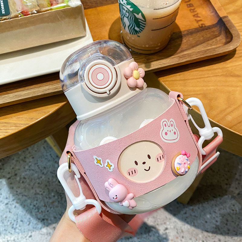 Kawaii Water Bottle With 3D Sticker Cute Milk Carton Drinking Bottle Children Water Cup Large Capacity Shaker Water Cup for Girl