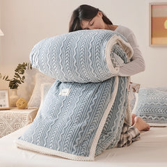 Yickyue Winter Warm Plush Duvet Cover Thick Comfortable Coral Velvet Double Blanket Quilt Cover Dual Purpose Bedding Home Textile