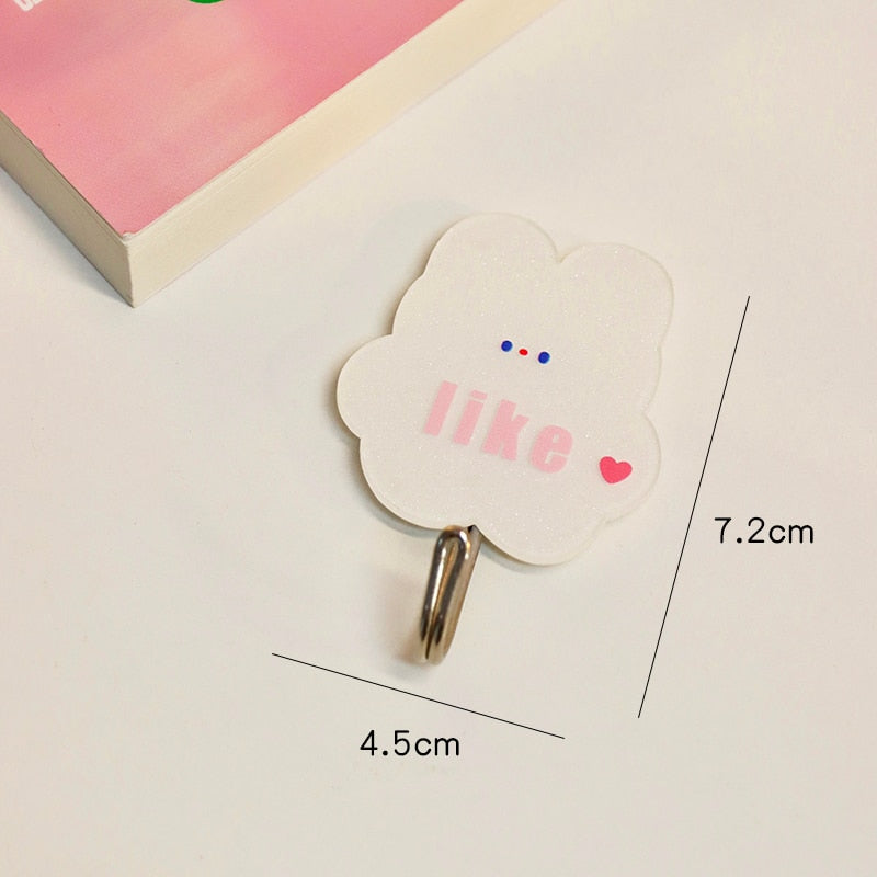 Cartoon Wall Hook Heavy Strong Self Adhesive Hook Seamless Cute Sticker Hook Storage Organizer Punch-free Wall Velcro Hook Room