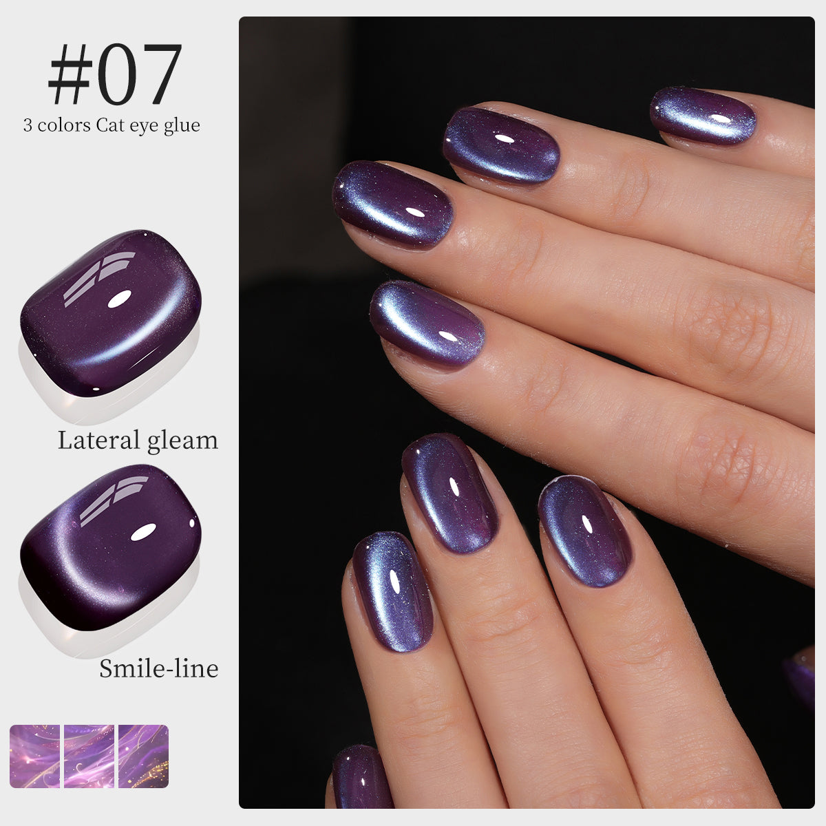 YICKYUE  -  15ML Purple Cat Eye Nail Polish Gel UV Gel Soak Off Nail Magnetic Gel Polish Nail Art DlY For Salon At Home For Summer