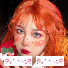 Yickyue 2/4/10 Tattoo Stickers Face Christmas Makeup Disposable Cute Snowflake Elk Blusher Love Sweet Korean Makeup Decorative Stickers