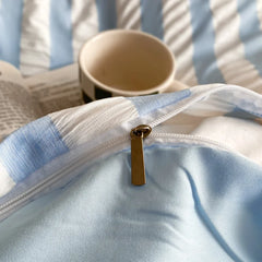 YICKYUE  -  Chic Seersucker Bedding Set Washed Brushed Comforter Duvet Cover Flat Sheets Pillowcase Lightweight Soft Home Textile Bed Linen