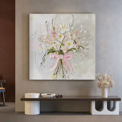 YICKYUE  -  Modern Abstract Pink Flowers,Hand Drawn Oil Painting, Frameless Painting, Living Room，Restaurant,Sofa Background Wall Decoration