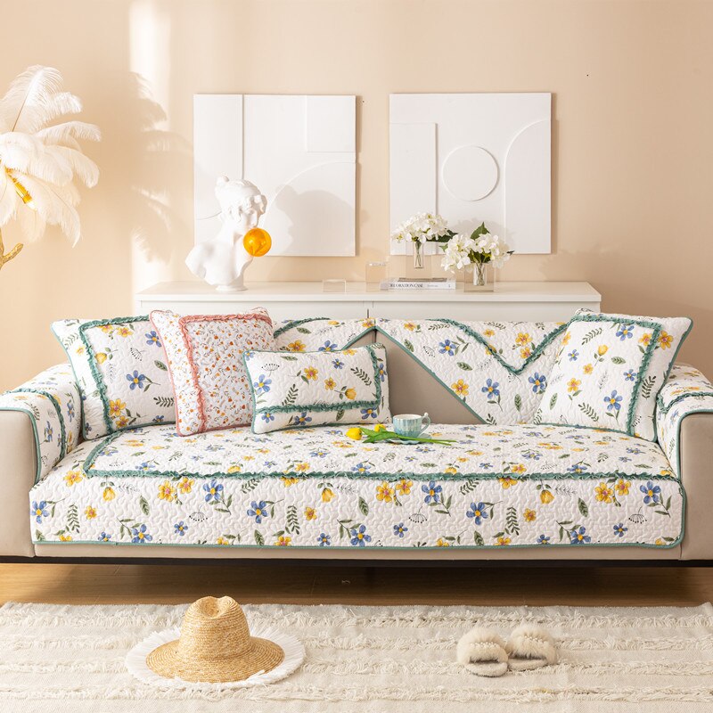Four Seasons General Sofa Cover Cotton Printing Sofa Cushion Towel Non-slip Seat Cushion for Living room Corner Sofa Protector