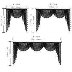 YICKYUE  -  French Romantic Lace Curtain Head with Pendant Decor Sheer Gauze Curtain Pelmet Wavy Valance Window Room Home Wedding Decoration