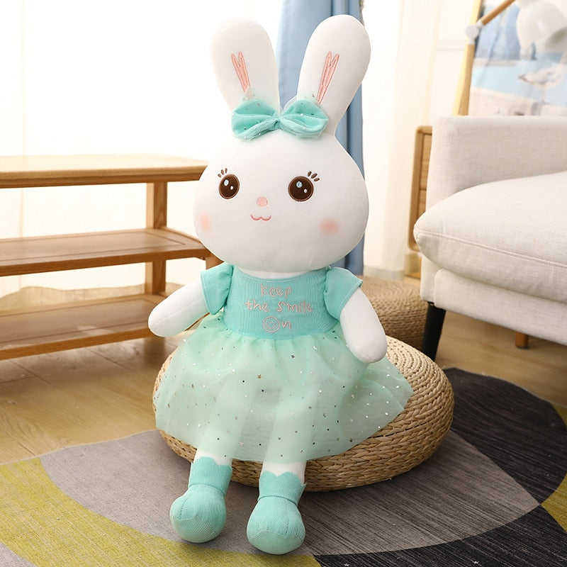 1pc 50-110CM Kawaii Long Ear Rabbit Plush Toys Lovely Soft Rabbit Wear Veil Skirt Pillow Stuffed Dolls for Kids Girls Xmas Gift