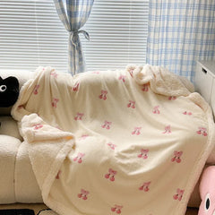 YICKYUE  -  Printed Autumn Winter Warm Sofa Blankets for Throw Soft Coral Fleece Warmth Bed Blanket Imitation Lambswool Anti-static Blanket