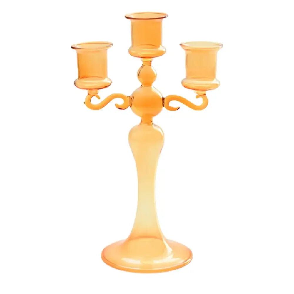 3 Heads Retro Transparent Candlesticks Taper Candle Holders Tall Candlesticks Decoration Party Glass Home Decor Wedding Decor