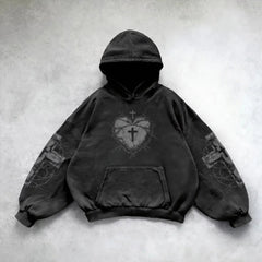 Hearujoy  Y2K Hoodie New Harajuku Hip Hop Retro Patchwork Oversized Hoodie Sweatshirt Men Clothing Gothic Long Sleeve Jacket Streetwear