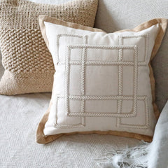 Yickyue Cotton Embroidery Decorative Throw Pillow Cover Pillowcase for Home Couch Bedroom Geometric Flower Pattern Cushion Covers TJ7170