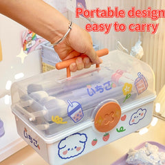 Multilayer Cosmetic Storage Box Plastic Clear Cute Makeup Organizer Desk Large-capacity Makeup Accessories Organizer Box Storage