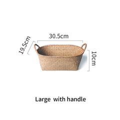 MDZF SWEETHOME Storage Basket Straw Ratt Basket Bread Vegetable Fruit Egg Kitchen Living Room Desktop Storage Basket With Handle