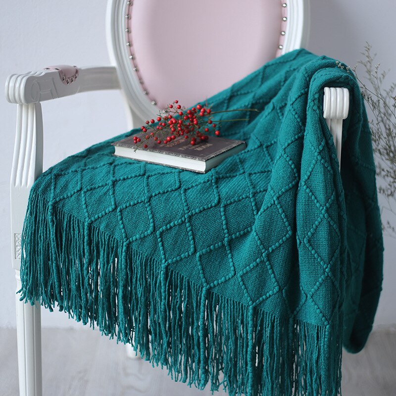 Sofa Blanket Spot Warm Blanket Cloth Model Room Blanket  Large Diamond Nordic Style knitted blanket Photo Decorate Blanket