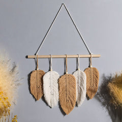 Leaf Woven Macrame Wall Hanging Boho  Room Home Decor  Aesthetic Wall Tapestry Home living Room Wedding Decoration Gift
