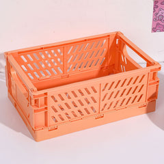 5 Color Mini Storage Case Student Desktop Organizing Container Basket Handbook Tape Stationery Folding Plastic Storage Box