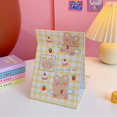 W&G Ins Kawaii Mirror Female Folding Makeup Mirror Cute Student Portable Desktop Mirror Table Desk Stand Soft Bunny Bear Mirrors
