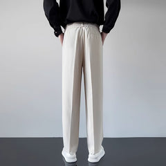 Hearujoy Korean Men Casual Suit Pants Elastic Waist Straight Wide leg Trousers Spring Autumn Fashion Youth  Pant Streetwear High Quality