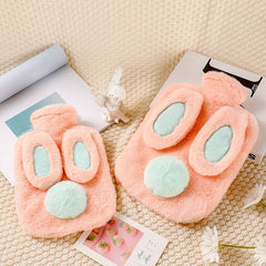 Yickyue Cute Rabbit Ear Water Filling Hot Water Bottle Bag With Plush Cover Women Large Reusable Warm Hand Feet Warmer Heating Water Bag