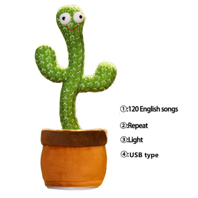 Talking Dancing Cactus USB Charging Shake Plush Toy Lovely Childhood Education Doll Repeat Home Decor Decoration Accessories
