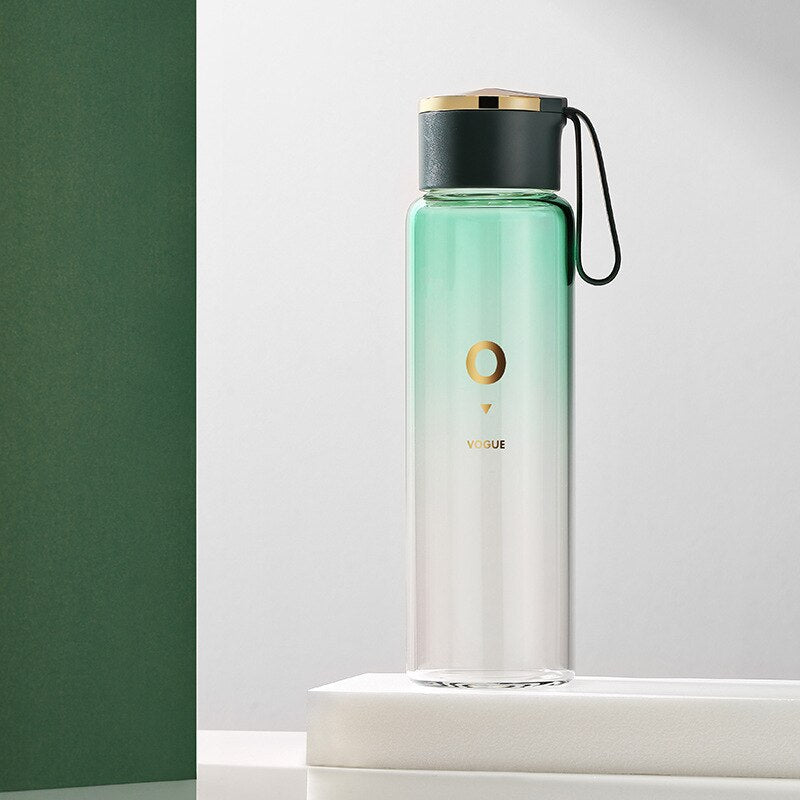 Simple And Fashionable Gradient Large-Capacity Glass  Portable Handle Student Take-Out Sports Water Cup Couple Cups My Bottles