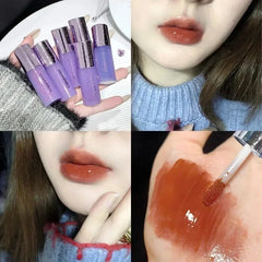 YICKYUE  -  Water-light Jelly Lip Gloss Nude Pink Dark Mulberry Lip Glaze Lasting Moisturising Daily Makeup Lipstick Korean Lips Cosmetics