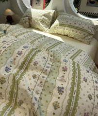 YICKYUE  -  Fresh fashion green flower rabbit beding set,twin full queen french floral cotton home textile bed sheet pillow case quilt cover