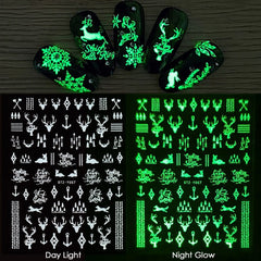 5D Nail Snowflakes Nail Art Stickers White Glitter Decals Nail Sliders Winter Christmas Decorations Manicure Foils TRSTZ5D01-08