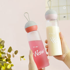 Plastic Kawaii Cup Water Bottle BPA Free Transparent Water Bottles Reusable Tumbler Cup Frosted Outdoor Sport Travel Bottle