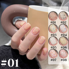 YICKYUE  -  MEC 1-8PCS Cheese Ice Cream Sequins Gel Nail Polish 2025 Fall Winter Simple Gentle Fresh Fairy Cream Sequins Nail Art Supplies