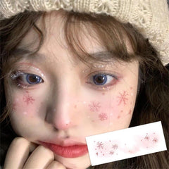 Yickyue 2/4/10 Tattoo Stickers Face Christmas Makeup Disposable Cute Snowflake Elk Blusher Love Sweet Korean Makeup Decorative Stickers