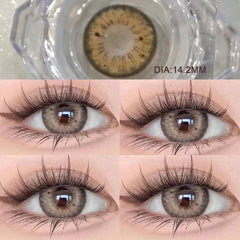 YICKYUE  -  2-Piece Korea Colorful Contact Lenses Grey Beautiful Pupil Soft Lenses Myopia Degree Makeup Lens London Fog Grey