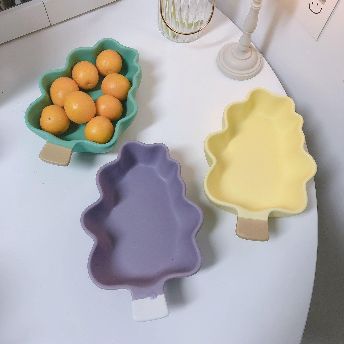 Nordic Cartoon Super Cute Macaron Ceramic Christmas Tree Plate Fruit Plate Girl Heart Salad Children's Snack Decoration Plate