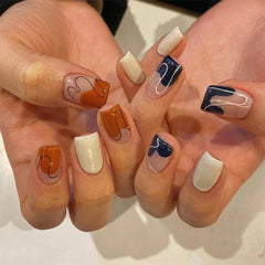 Square False Nails Graffiti Fake Nail Sweet Style Short Paragraph Manicure Save Time False Nail Wholesale Nail Free Shipping
