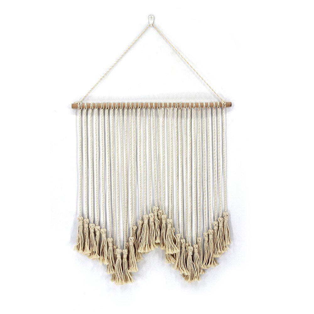 Yickyue Nordic Simple Tapestry Handmade Tassel Macrame BOHO Photo Wall Hanging Tapestries for Living Room Bedroom Marry Home Decor