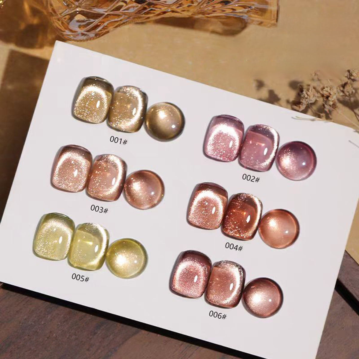 YICKYUE  -  6 Bottles Sandy Dunes Gel Polish Kit - 2025 Luminous Crushed Glass, Universal DIY Nails Supplies for Earth Tone Lovers