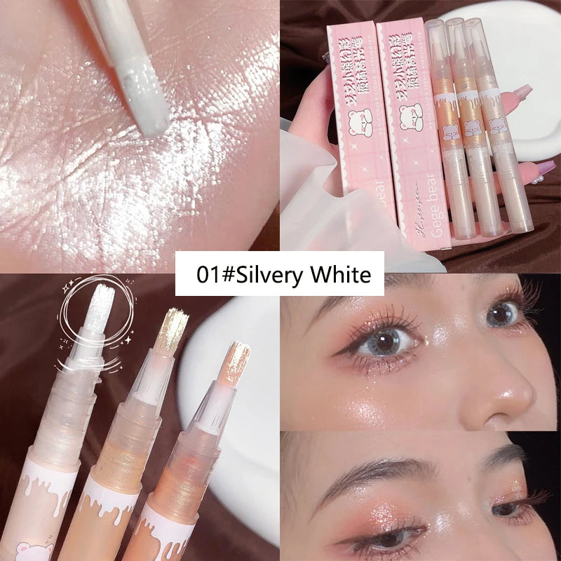 YICKYUE  -  Cute Bear Liquid High Gloss Pen High Quality Soft Brushes Head Makeup Highlighter Pearllight Brightening Eye and Nose Cosmetics