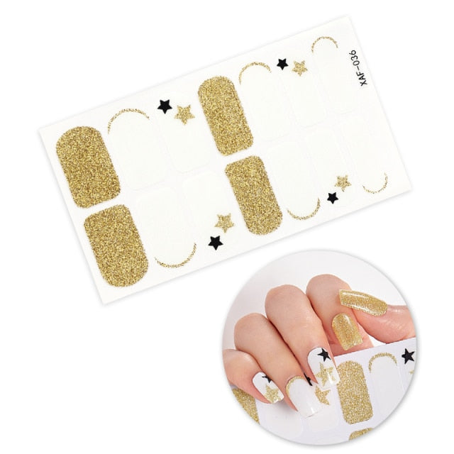 Wholesale Nail Wrap Shiny Nail Art Decor Sticker Full Cover Nail Polish Sticker Nail Strip Christmas Nail Sticker for Her