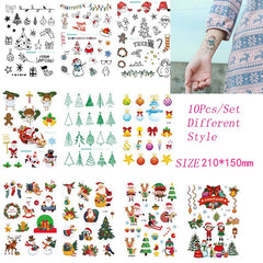 Christmas Set Luminous Tattoo Luminous Christmas Tree Old Man Temporary Tattoo Wrist Arm Leg Tattoo Sticker Body Art Sticker