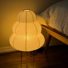 YICKYUE   -  Japanese Style LED Rice Paper Desk Lamp Tricolor Dimming Home Art Decoration Lamps Living Room Hotel Bedroom Bedside Night Light