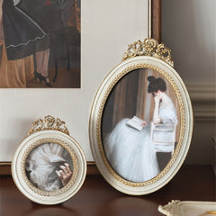 YICKYUE  -  White Resin Photo Frame French Retro Carved Painting Frame Desktop Ornaments Decorative Small Photo Frame Decorative Painting