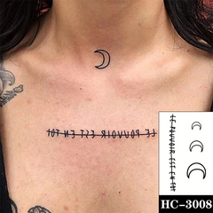 English Letter Moon Tattoo Stickers Chest Arm Leg Personality Waterproof Temporary Tattoo Men And Women Fake Tattoo