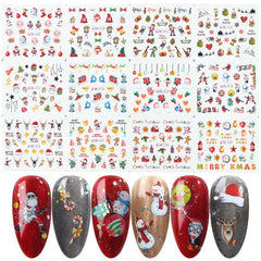 12pc New Year Nail Art Transfer Sticker Set Christmas Winter Decals Snowflakes Sliders Wraps Manicure Decorations TRSTZ892-905-1