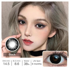 YICKYUE  (0.00~-6.00) Powered Contact Lenses With Grade Big Eyes Color Contact Lens for Eyes Beauty Cosmetic Color Lens 6 Months