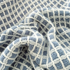 YICKYUE  -  Tassel Waffle Blanket for Beds Thread Blanket for Picnic Blue Towel Blanket for Sofa 130x170cm Blanket for Travel Plaids Sofa