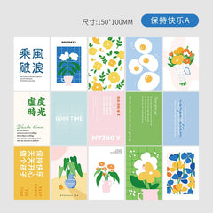 W&G 15pcs Kawaii Wall Cards Happy Mood Series Home Decorative Cards Wall Bedroom Postcard Wall Stickers Home Decoration
