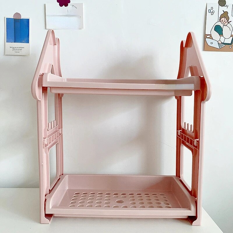 Yickyue Bathroom Double-layer Storage Rack Dresser Cosmetics Storage Rack Children's Toys Handmade Ornaments Hand Office Display Table