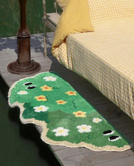 YICKYUE  -  Half Round Flower Tufting Carpet Soft Fluffy Bedside Bedroom Carpet Silicone Anti-skid Back Door Mat