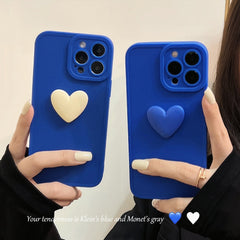 3d heart love blue silicone soft back cover for iphone x xr 7 8 plus xsmax 11 12 13 pro max mini cute phone case conque
