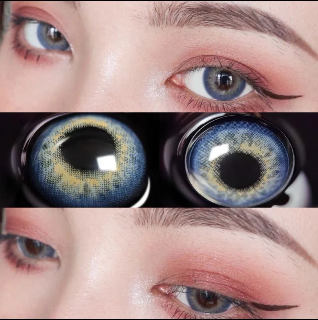 YICKYUE  -  2 Pieces/pair of Colored Contact Lenses Heart Contacts Natural Brown Blue Pink Contact Lenses Beauty Glasses Myopic